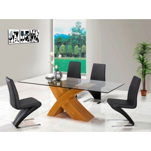 X-DINING TABLE 6xLEATHER CHAIRS